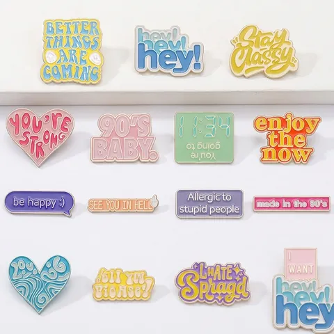 Broche de Aleación Esmaltada Creativo Letra Inglesa Eslógan Motivador Insignia Para Ropa Mochila Decoración Mujer