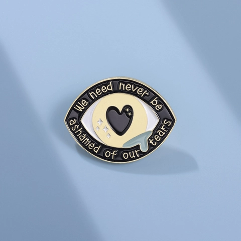 Broche en Émail en Forme d'Œil Alliage Métallique Citation Badge Cœur Étoile Larme Design Bijou de Guérison pour Vêtements Sacs
