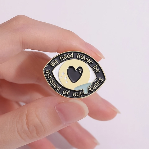 Broche en Émail en Forme d'Œil Alliage Métallique Citation Badge Cœur Étoile Larme Design Bijou de Guérison pour Vêtements Sacs