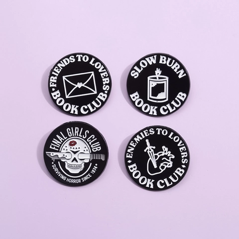 Creatieve Ronde Emaille Pin Zwart Wit Boekenclub Genre Broche Legering Badge Voor Rugzak Kleding Decoratie