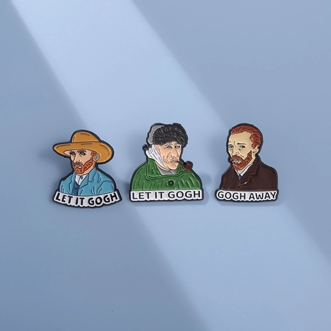 Épinglette en Émail Artistique Vincent Van Gogh Broche Portrait d'Artiste Dessin Animé Badge Amusant pour Amateurs d'Art