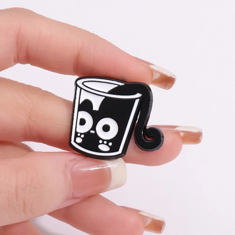 Divertido Broche de Esmalte de Gato Negro de Dibujos Animados Pines de Solapa de Aleación para Decoración de Ropa Mochila Joyería