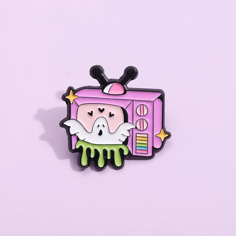 Broche Creativo de Televisión con Fantasma de Dibujos Animados Aleación Esmalte Insignia para Ropa Halloween Accesorios Joyería