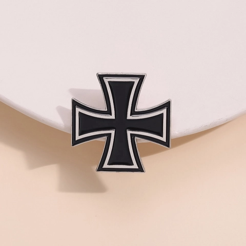 Broche Médaille Croix de Fer Vintage en Alliage de Zinc Laqué Style Militaire Badge Pin's pour Vêtements Homme Femme Cadeau