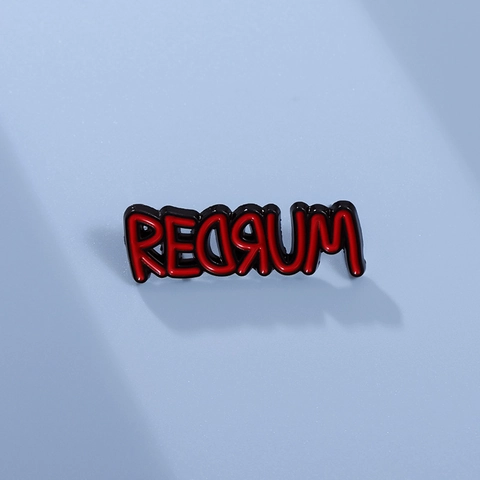 Redrum Lettering Alloy Enamel Brooch Badge For Clothing Backpack Decoration Movie Theme Unisex Fashion Jewelry