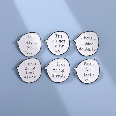 Minimalistische Emaille Sprechblase Brosche Zinklegierung Mental Health Slogan Pin Für Rucksack Jacke Schmuck Unisex Geschenk Badge