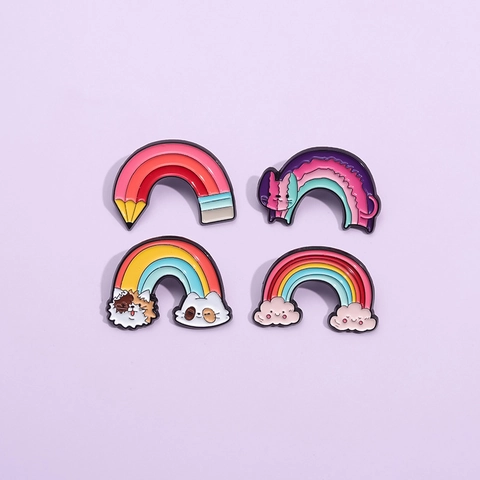 Niedliche Cartoon Regenbogen Katze Bleistift Emaille Brosche Pin Legierung Persönlichkeit Abzeichen Für Rucksack Kleidung Deko