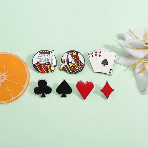 Ensemble De Pin's Émail Poker En Alliage Créatif Pique Trèfle Cœur Carreau Badge Broches Personnalisées Pour Vêtements Sac Bijoux