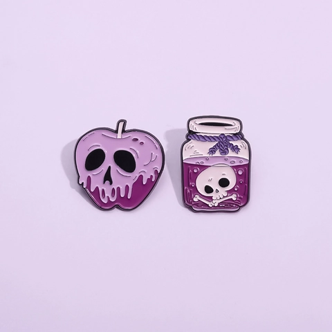Legering Skelet Gifappel Toverdrankfles Broche Pin Gotisch Halloween Sieraden Badge Accessoire Voor Tassen Kleding Jas