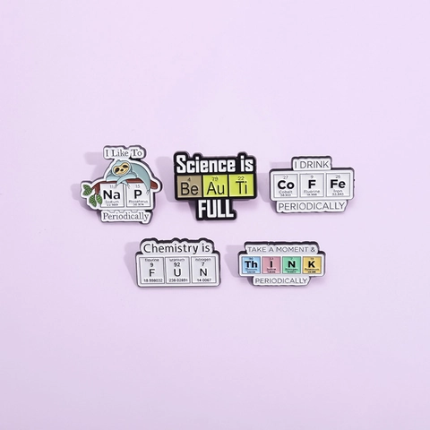 Creative Alloy Periodic Table Enamel Brooch Individual Geometric Cartoon Lapel Pin Science Pun Badge For Clothes Backpack Accessories Gift Unisex