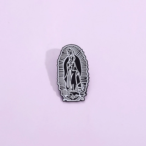 Unsere Liebe Frau Von Guadalupe Emaille Brosche Schwarz Weiß Jungfrau Maria Pin Religiöse Legierung Abzeichen Unisex