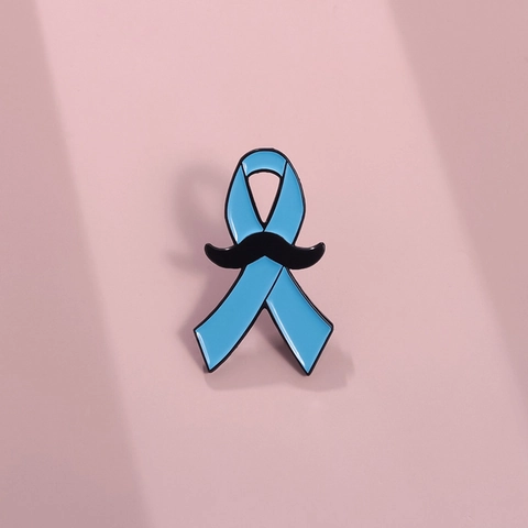 Spilla in Smalto con Nastro Blu e Baffi in Lega di Zinco per Consapevolezza Cancro alla Prostata Movember Regalo di Carità