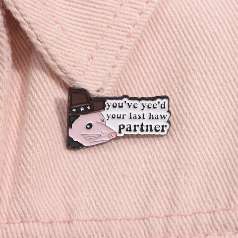 Funny Cartoon Cowboy Opossum Enamel Pin Zinc Alloy Drip Oil Brooch Badge For Clothing Backpack Decoration Unisex Funny Gift Jewelry