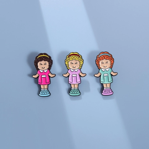 Broche de Esmalte de Niña de Dibujos Animados Vintage Aleación de Zinc Galvanizado Insignia de Aceite de Goteo Para Ropa Mochila Accesorios Regalo