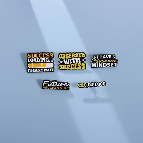 Motiverende Succes Citaten Emaille Broche Pin Set Zinklegering Letter Badge Accessoires Voor Hoed Kleding Tas Mannen Vrouwen