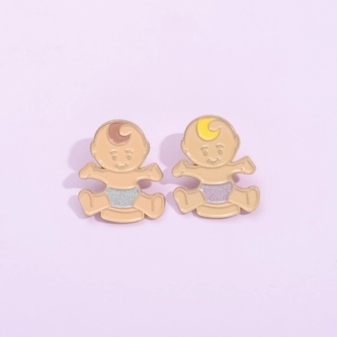 Süße Cartoon Baby Zwillinge Emaille Brosche Pin Entzückende Säuglingsform Legierung Abzeichen Glitzer Deko Für Rucksack Kleidung Schmuck Geschenk