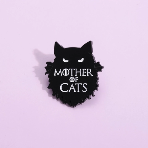 Cartoon Black Cat Head Enamel Pin Alloy Brooch Fashion Metal Mother Of Cats Letter Badge Accessory For Clothes Bags