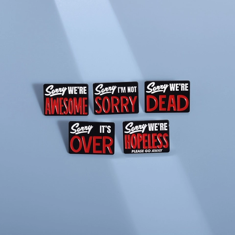 Pin de Esmalte de Slogan Inglés Geométrico Negro de Moda Broche de Cita Motivadora de Aleación Insignia Joyería Para Unisex Decoración