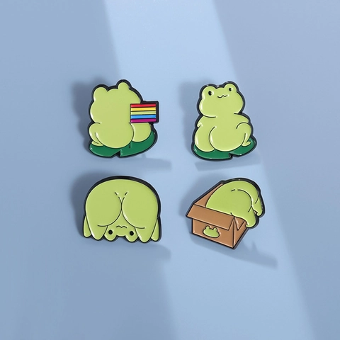 Cartoon Frog Enamel Brooch Pin Alloy Cute Animal Lotus Leaf Rainbow Flag Badge For Backpack Clothes Decoration Jewelry