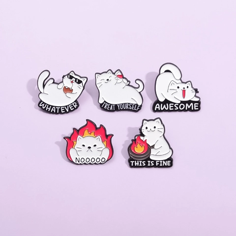 Cartoon Legierung Emaille Pin Lustige Meme Faule Katze Abzeichen Kreative Tier Revers Brosche Für Kleidung Tasche Rucksack Zubehör