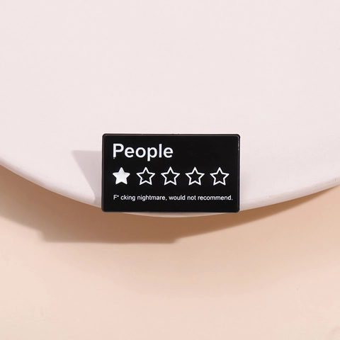 Spilla Smaltata Sarcastica con Recensione a Una Stella Divertente Spilla Nera Rettangolare in Lega di Zinco per Vestiti