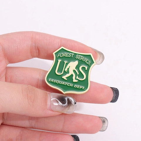 Cartoon Bigfoot Sasquatch Enamel Pin Forest Service Sasquatch Dept Badge Shield Brooch Alloy Funny Jewelry For Backpack
