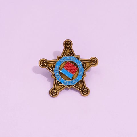Retro Alloy Pentagram Badge Brooch United States Secret Service Emblem Painted Commemorative Lapel Pin Fashion Jewelry