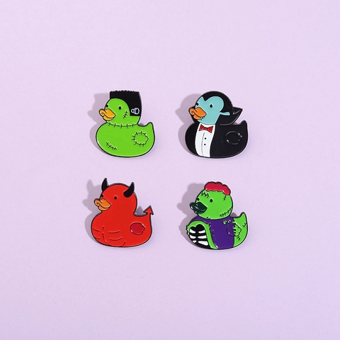 Halloween Emaille Broches Creatieve Cartoon Rubber Eend Frankenstein Vampier Duivel Zombie Pins Badges Voor Kleding Tas Decor