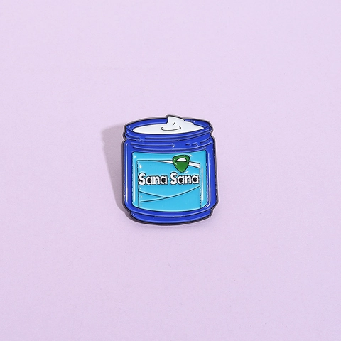 Cartoon Blau Creme Glas Emaille Pin Sana Sana Schriftzug Niedlich Legierung Lackiert Revers Pin Brosche Für Kleidung Taschen Schmuck Zubehör