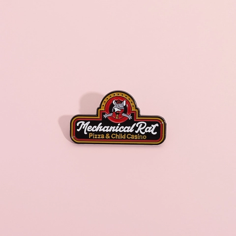 Broche en Émail d'Alliage Rétro Mechanical Rat Pizza Child Casino Badge en Métal de Souris Personnalisé Accessoires de Vêtement