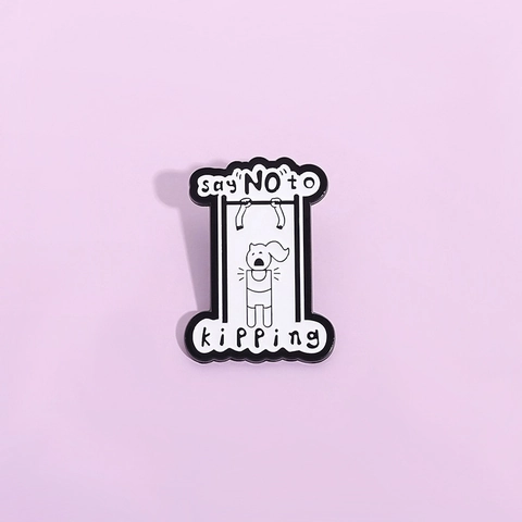 Funny Say No To Kipping Alloy Enamel Pin Fitness Pull-up Cartoon Brooch Sporty Lapel Pin For Gym Clothes Bag Decoration