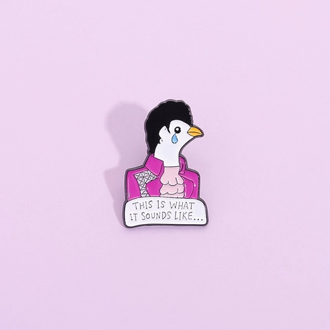 Cartoon Crying Dove Enamel Pin Iconic Purple Artist Tribute Alloy Brooch Creative Music Lyrics Badge Clothes Accessory