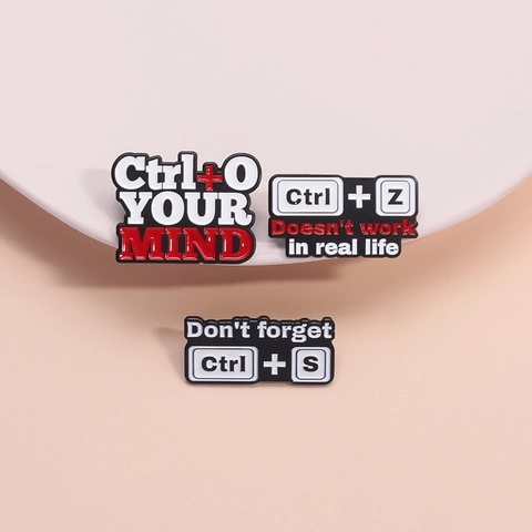 Computer Tastenkombination Emaille Brosche Pin Set Ctrl O Z S Lustig Geek Metall Abzeichen Für Rucksack Kleidung Schmuck