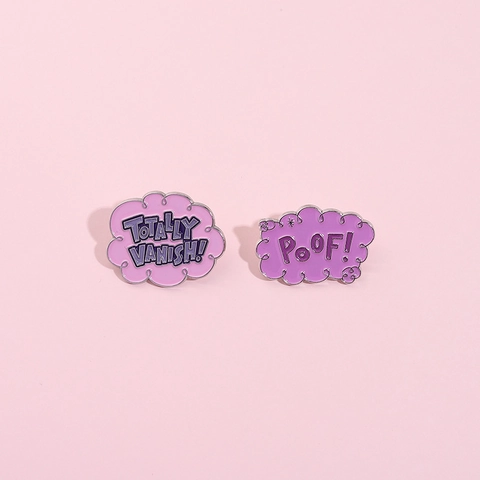Cartoon Cloud Enamel Pins POOF Totally Vanish Letter Alloy Brooch For Backpack Clothing Personalized Fashion Jewelry Gift