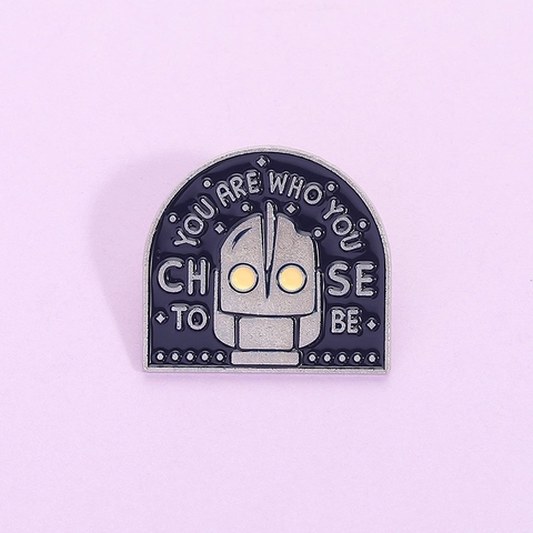 Cartoon Robot Head Enamel Pin Alloy Metal Badge Brooch With Inspirational Quote For Backpack Decoration Accessories Gift Unisex