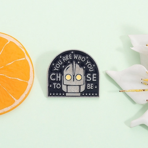 Cartoon Robot Head Enamel Pin Alloy Metal Badge Brooch With Inspirational Quote For Backpack Decoration Accessories Gift Unisex