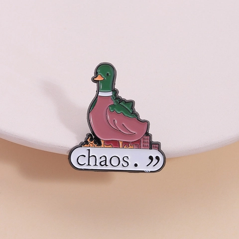 Creative Alloy Enamel Chaos Duck Brooch Pin Green Headed Duck Burning City Badge Jewelry Gift For Women Men Unisex