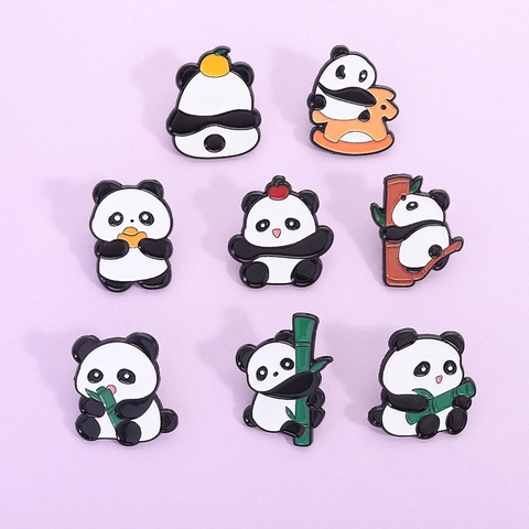 Lindo Broche de Esmalte de Panda Gigante de Dibujos Animados Insignia de Animal de Aleación Lacada Para Decoración de Ropa Mochila Accesorios