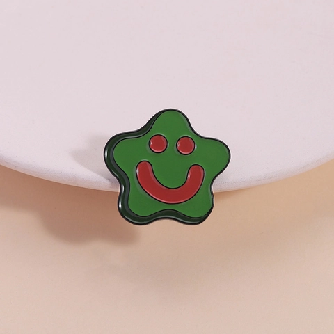Simpatica Spilla in Smalto a Forma di Stella Marina Verde con Faccina Sorridente in Lega di Zinco per Vestiti e Zaino