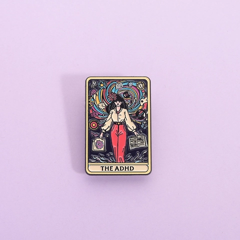 Creative ADHD Tarot Style Enamel Pin Cartoon Woman Mind Swirl Badge Brooch For Jackets Bags Alloy Jewelry Badge Gift