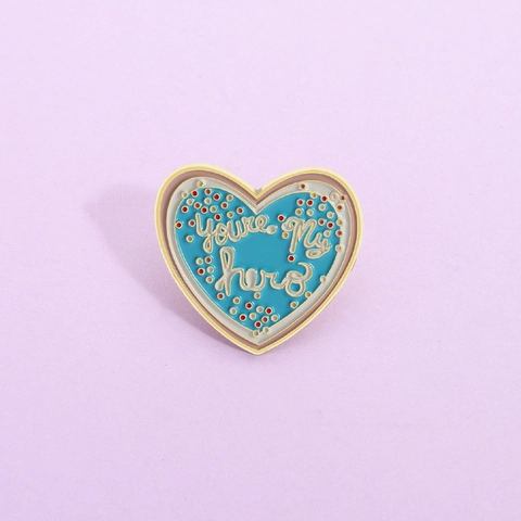 Herzform Emaille Pin Blau You Are My Hero Brosche Legierung Dekorative Abzeichen Für Kleidung Rucksack Zubehör Damen Herren Schmuck