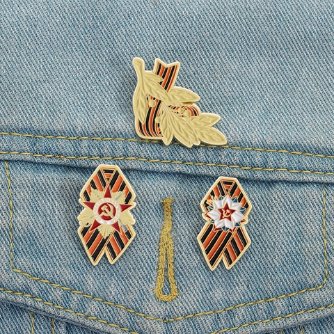 Retro Sovjet-stijl Sint-Jorislint Militaire Medaille Badge Voor Unisex Zinklegering Emaille Herdenking Russische Patriottische Broche Pin