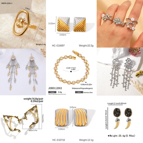 Legering Strass Asymmetrische Kwastjes Oorbellen Voor Dames Mode Bloem Blad Bij Ring Armband Sieraden Accessoires Set