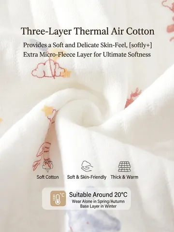 Tutina Trapuntata a Maniche Lunghe per Neonato in Caldo Cotone Spesso Kimono per Bambini con Stampa di Animali per Autunno Inverno