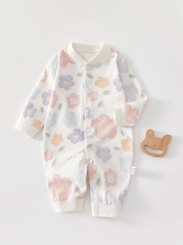 Newborn Baby Cotton Romper Long Sleeve Infant Bodysuit Printed Jumpsuit Sleepwear For Boys Girls 0-12 Months