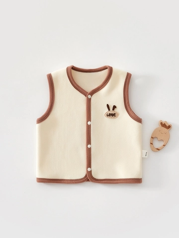 Baby Polar Fleece Vest Sleeveless Jacket Warm Autumn Winter Button Up Top Waistcoat For Infant Boys Girls LOVE Embroidery
