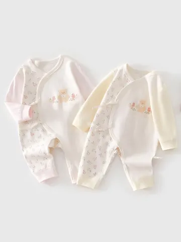 Body Neonato in Pura Cotone a Maniche Lunghe Stile Kimono Laccio Laterale Classe A Traspirante Stampato Pagliaccetto