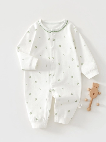 Pagliaccetto per Neonati in Cotone Senza Cuciture Manica Lunga Tuta Casual Pigiameria Stampa Floreale Botanica Body