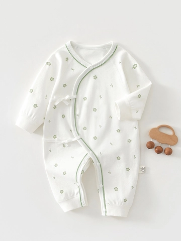 Newborn Baby Cotton Kimono Romper Long Sleeve Side Tie Floral Print Infact Sleepwear Seamless Seamless Stitched Jumpsuit