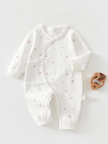Pagliaccetto in Cotone 100% Neonato in Stile Kimono a Maniche Lunghe a Farfalla per Neonati da 0-6 Mesi Morbido Senza Cuciture
